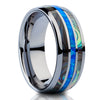 Abalone Tungsten Ring - Tungsten Carbide Ring - Abalone Tungsten Ring - Turquoise