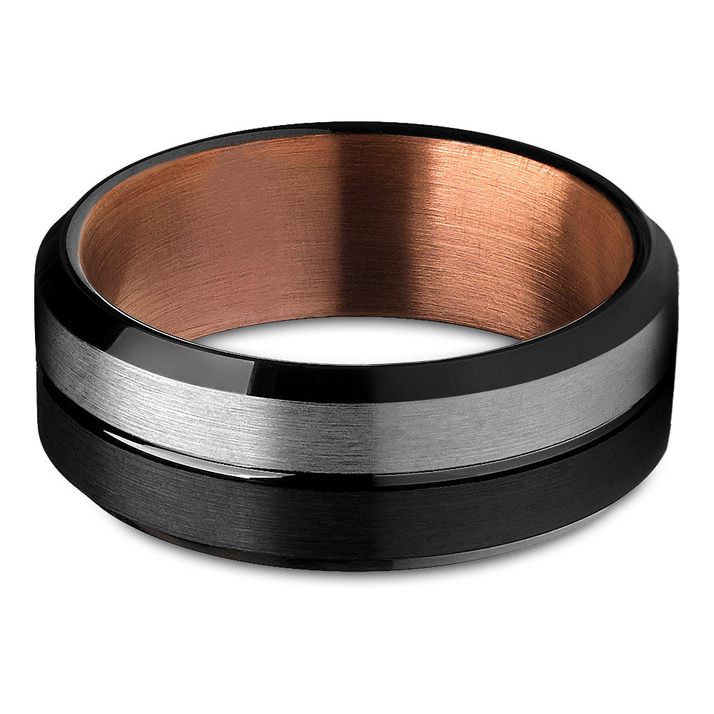 Black Wedding Ring - Espresso Wedding Ring - Black Tungsten Ring - Wedding Band