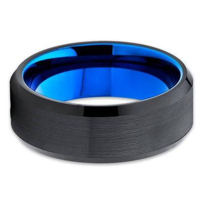 Blue Tungsten Ring - Blue Wedding Ring - Tungsten Carbide Ring - Blue Tungsten Band