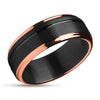 Black Wedding Ring - Rose Gold Tungsten Ring - Black Tungsten Ring - Black Ring