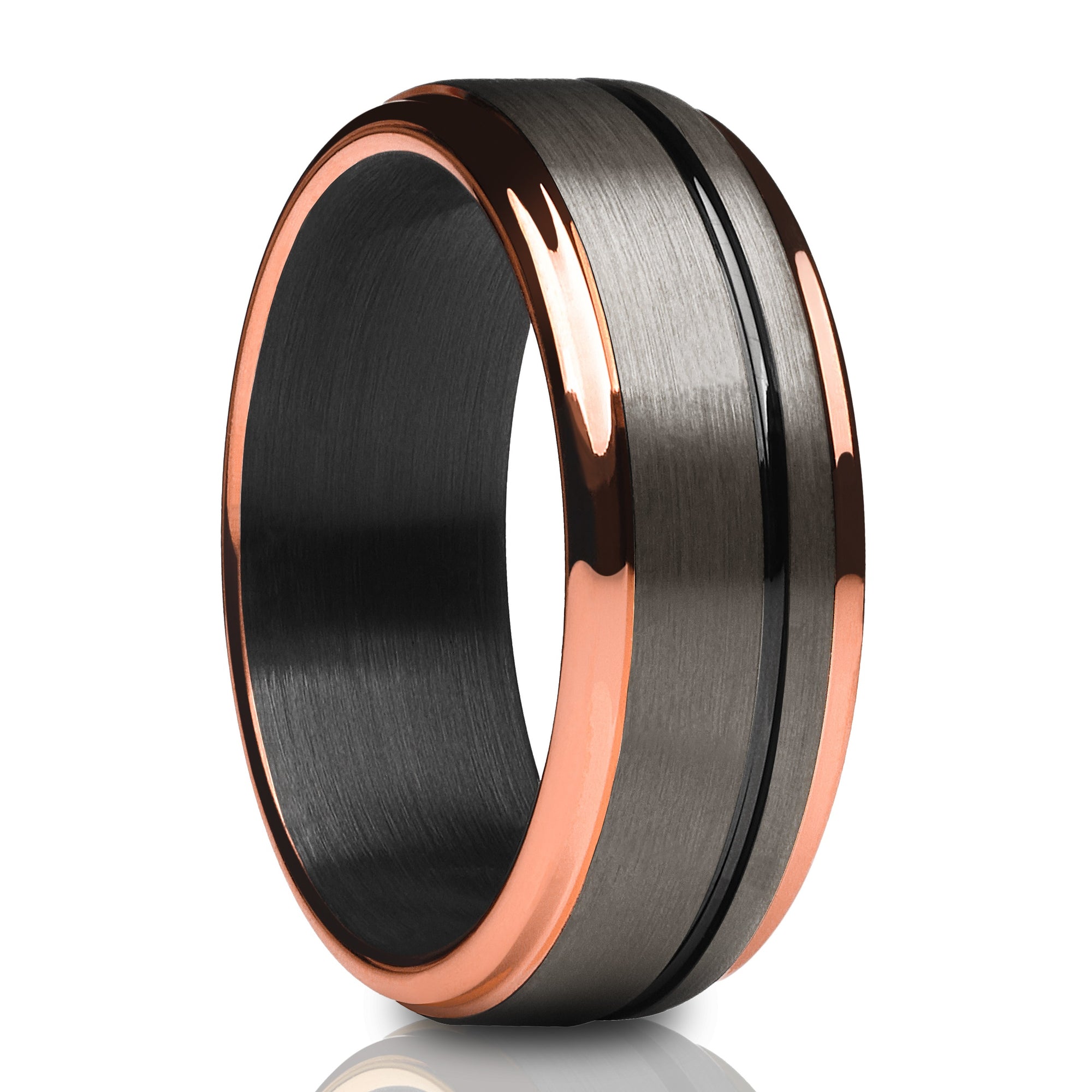 Gunmetal Wedding Ring - Black Tungsten Ring - Rose Gold Wedding Ring - Ring - Band