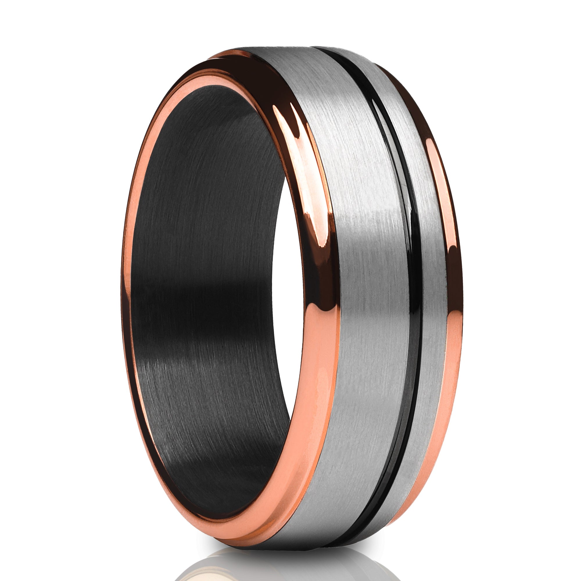 Rose Gold Tungsten Ring - Black Tungsten Ring - Rose Gold Wedding Ring - Tungsten