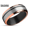 Rose Gold Tungsten Ring - Black Tungsten Ring - Rose Gold Wedding Ring - Tungsten