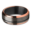 Gunmetal Wedding Ring - Black Tungsten Ring - Rose Gold Wedding Ring - Ring - Band