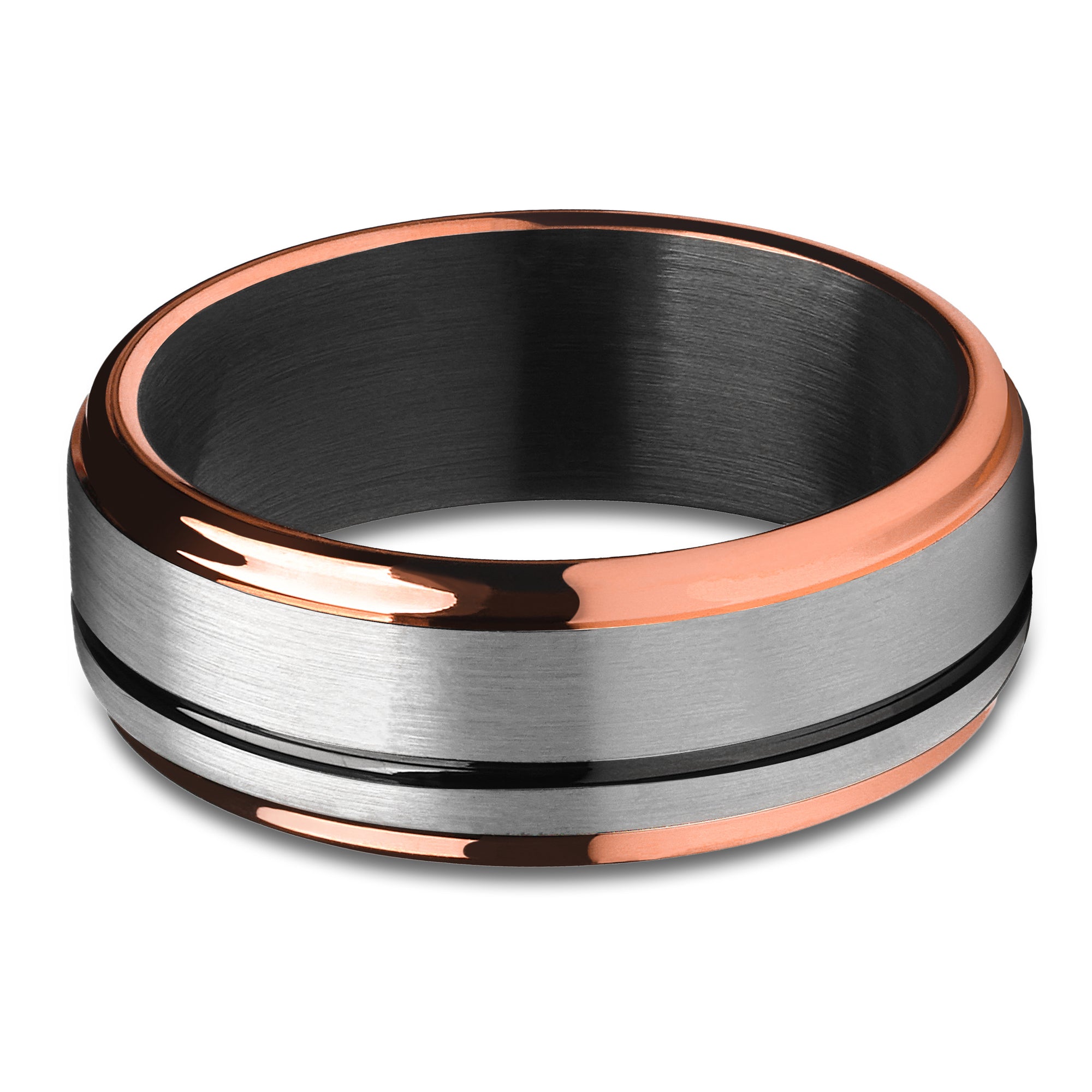 Rose Gold Tungsten Ring - Black Tungsten Ring - Rose Gold Wedding Ring - Tungsten