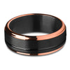 Black Wedding Ring - Rose Gold Tungsten Ring - Black Tungsten Ring - Black Ring