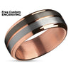 Rose Gold Wedding Band - Gunmetal Wedding Band - Rose Gold Tungsten Ring - Band