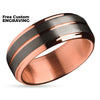 Gunmetal Tungsten Wedding Ring - Gunmetal Wedding Ring - Rose Gold Wedding Band