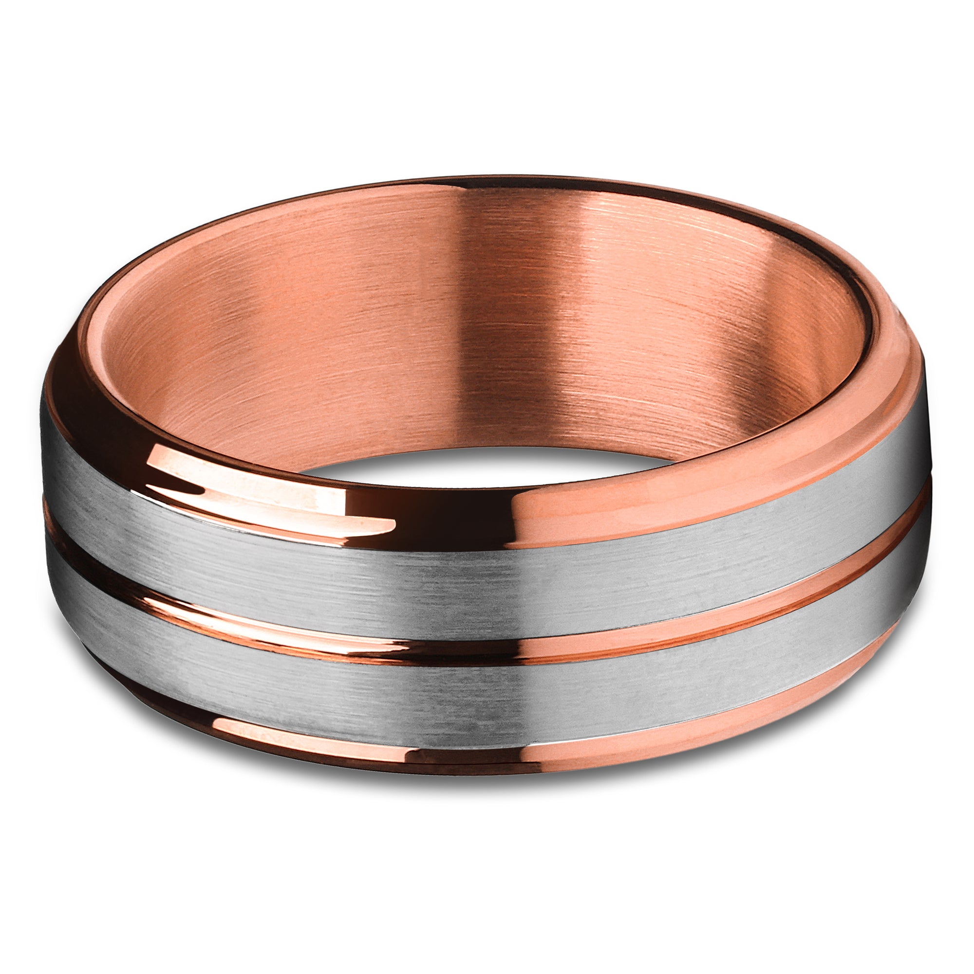 Rose Gold Wedding Ring - Tungsten Wedding Band - Rose Gold Wedding Ring - Band