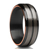 Gunmetal Wedding Ring - Tungsten Wedding Ring - Black Wedding Ring - Rose Gold
