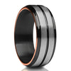 Black Tungsten Wedding Ring - Rose Gold Wedding Band - Black Wedding Ring - Band