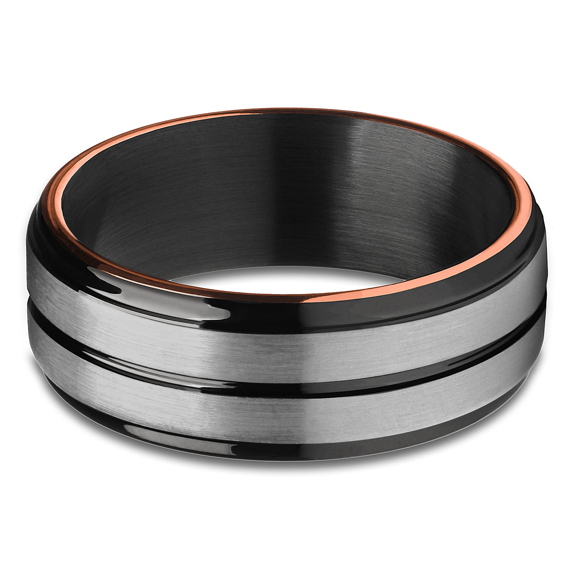 Black Tungsten Wedding Ring - Rose Gold Wedding Band - Black Wedding Ring - Band