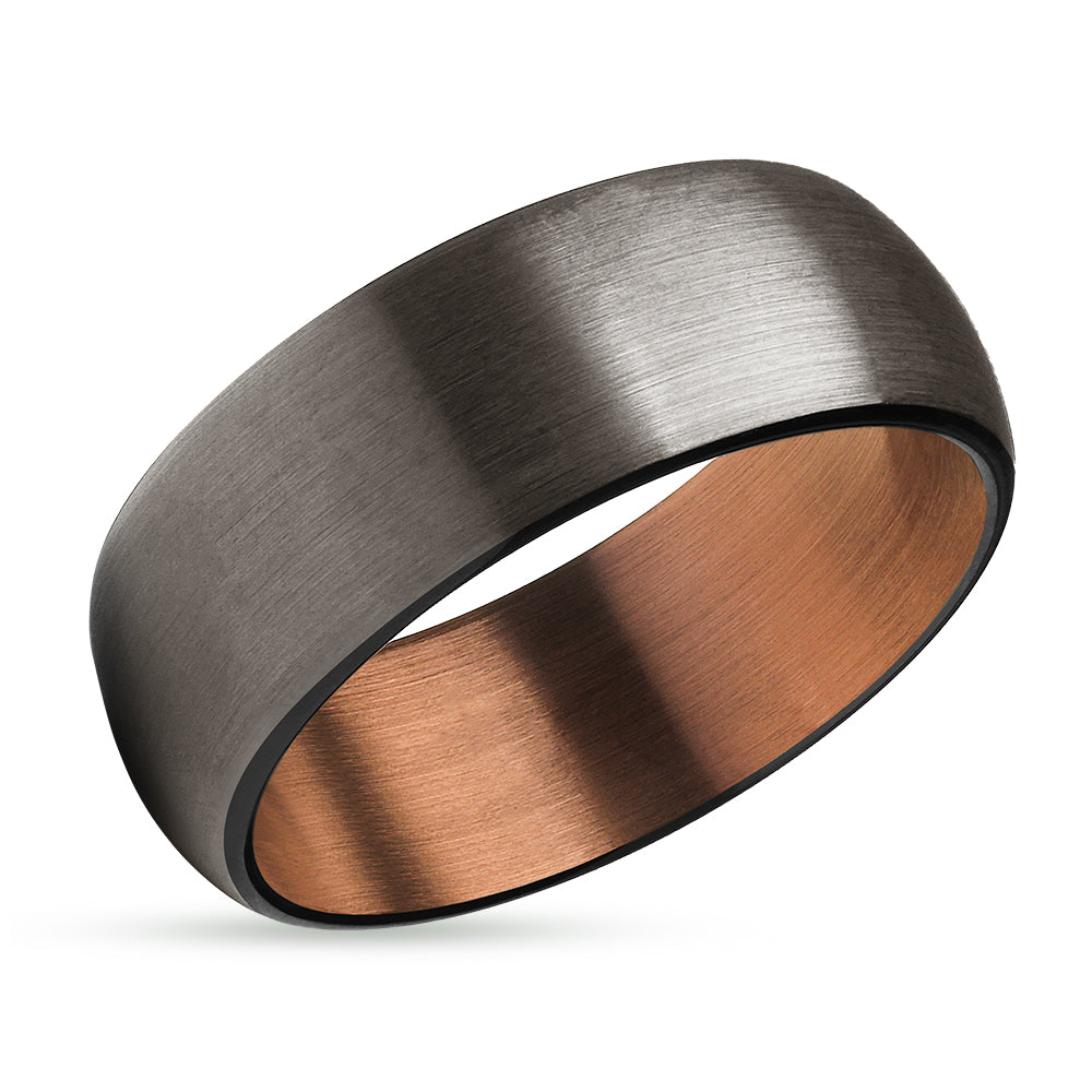 Espresso Wedding Ring - Gunmetal Tungsten Ring - Black Wedding Ring - Tungsten Ring