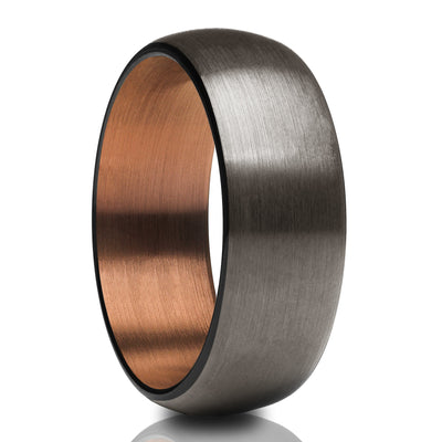 Espresso Wedding Ring - Gunmetal Tungsten Ring - Black Wedding Ring - Tungsten Ring