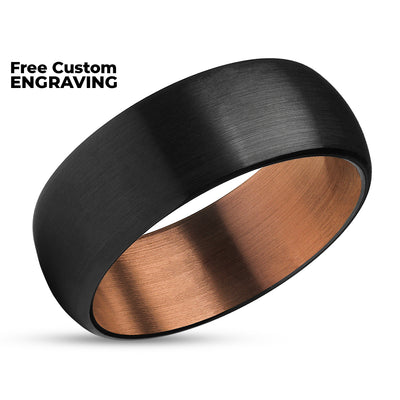 Black Tungsten Wedding Ring - Copper Wedding Ring - Espresso Wedding Ring - Men & Women