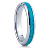 4mm Wedding Ring  - Turquoise Wedding Ring - Tungsten Wedding Band - Turquoise Ring