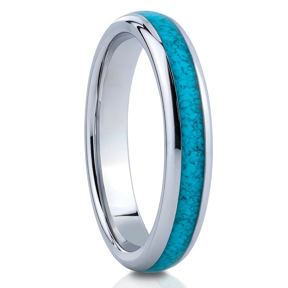 4mm Wedding Ring  - Turquoise Wedding Ring - Tungsten Wedding Band - Turquoise Ring