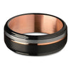 Black Wedding Ring - Black Tungsten Ring - Rose Gold Tungsten Ring - Black Band