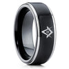 Masonic Tungsten Ring - Black Tungsten Wedding Band - Tungsten Wedding Band - Black Ring