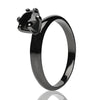Solitaire Wedding Ring - Titanium Wedding Ring - Engagement Ring - Black CZ Ring - Gunmetal