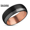 Rose Gold Wedding Ring - Black Tungsten Ring - Tungsten Wedding Band - Rose Gold