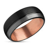Rose Gold Wedding Ring - Black Tungsten Ring - Tungsten Wedding Band - Rose Gold