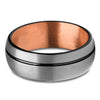 Black Tungsten Ring - Black Tungsten Ring - Rose Gold Wedding Ring - Gray Band
