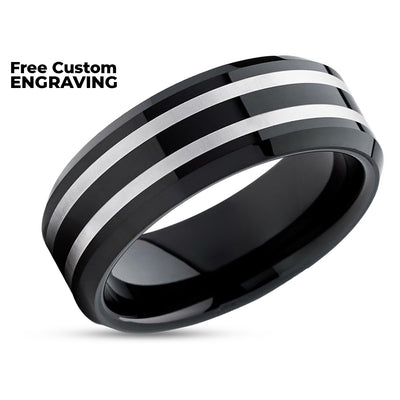 Black Tungsten Ring - Black Wedding Band - Tungsten Wedding Ring - Black Band