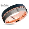 Rose Gold Tungsten Wedding Band - Gunmetal - Rose Gold Ring - Braid Ring