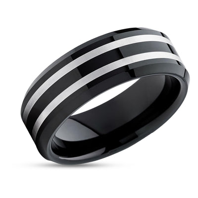 Black Tungsten Ring - Black Wedding Band - Tungsten Wedding Ring - Black Band