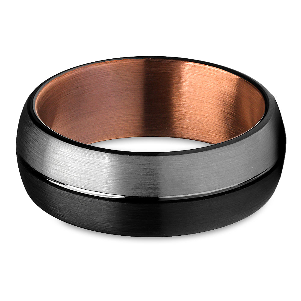 Tungsten Wedding Ring - Espresso Wedding Ring - Copper Ring - Tungsten Black Ring