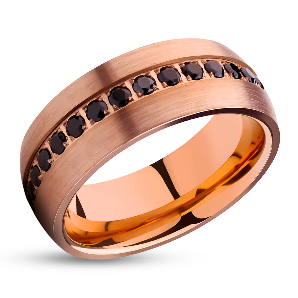 Rose Gold Wedding Ring - Tungsten Carbide Ring - 8mm Wedding Ring - Man's Ring - Woman's Ring