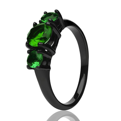 Emerald Wedding Ring - Solitaire Wedding Ring - Black Solitaire Ring - Engagement Ring