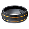 Black Zirconium Wedding Ring - Yellow Gold Ring - Zirconium Wedding Band - 14k Yellow Gold