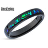Galaxy Opal Wedding Ring - 4mm Wedding Ring - Black Tungsten Ring - 4mm Wedding Ring