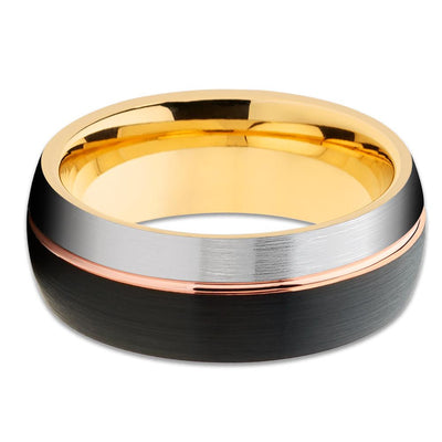 Black Tungsten Ring - Rose Gold Tungsten - Yellow Gold Tungsten Ring - Clean Casting Jewelry