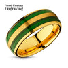 Jade Wedding Ring - Yellow Gold Tungsten Ring - Wedding Band - Green Tungsten Ring