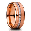 Rose Gold Titanium Wedding Ring - Wedding Band - CZ Wedding Ring - Man's Wedding Ring
