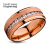 Rose Gold Titanium Wedding Ring - Wedding Band - CZ Wedding Ring - Man's Wedding Ring