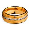 Yellow Gold Titanium Wedding Ring - Wedding Ring - Wedding Band - 8mm - CZ Wedding Ring