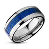 Lapis Wedding Ring - Tungsten Wedding Band - Silver Tungsten Ring - Anniversary Ring - Engagement