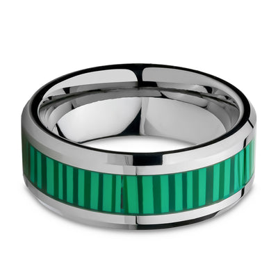 Faux Green Tungsten Wedding Ring - Tungsten Carbide Ring - Engagement Ring - Man & Woman