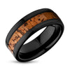 Cork Wedding Ring - Black Tungsten Ring - 8mm Wedding Ring - Tungsten Carbide Ring - Cork Ring