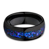 Galaxy Opal Tungsten Wedding Ring - Blue Galaxy Opal Ring - Black Tungsten Ring - Engagement Ring