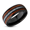 Turquoise Wedding Ring - Koa Wood Tungsten Ring - Black Wedding Ring - Tungsten Carbide Ring - 8mm