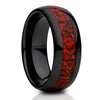 Red Galaxy Opal Tungsten Wedding Ring - Black Tungsten Ring - Engagement Ring - Galaxy Ring