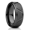 Gunmetal Wedding Ring - 8mm Wedding Ring - Man's Ring - Diamond Cu Ring - Tungsten Ring