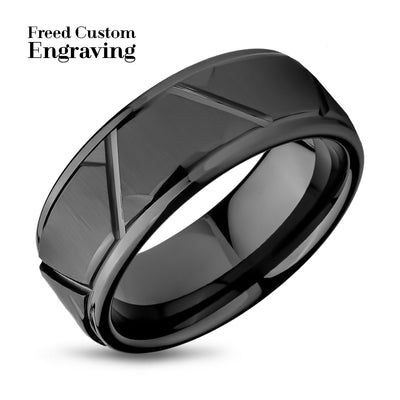 Gunmetal Wedding Ring - 8mm Wedding Ring - Man's Ring - Diamond Cu Ring - Tungsten Ring