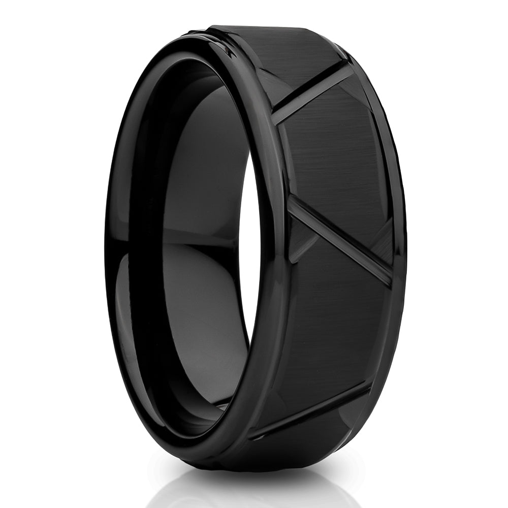 Man's Tungsten Wedding Ring - 8mm Wedding Ring - Black Tungsten Ring - Engagement Ring - Black Ring
