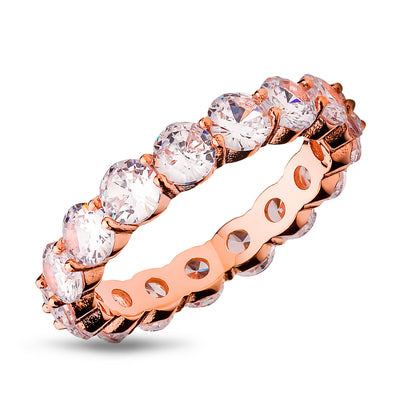 Rose Gold Eternity Ring - Titanium Wedding Ring - CZ Wedding Ring - Engagement Ring -